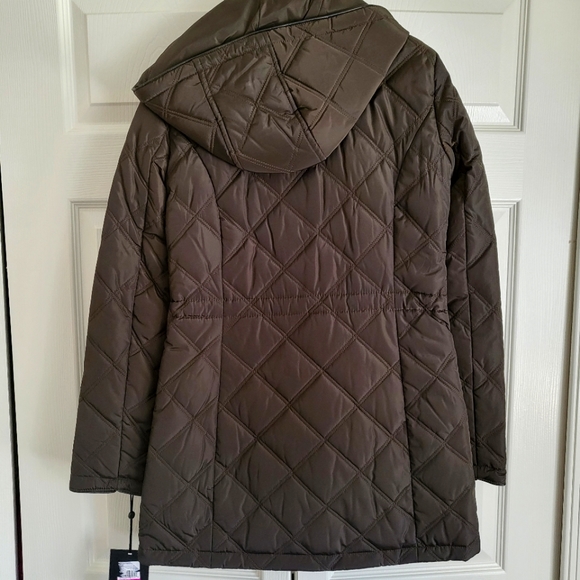 NWT DKNY Quilted Jacket Coat Brown Size XXS - Picture 9 of 11